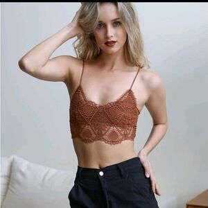 NWOT Crochet Lace Longline Polyester Bralette